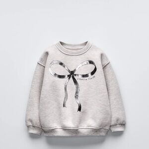 Zara Gray Sweatshirt with Black Bow Design